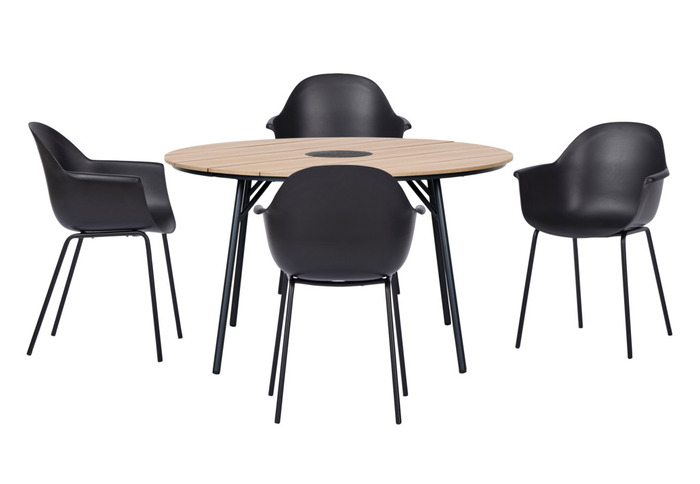 Hagebord Montana teaklook Ø130 cm - Sunlife